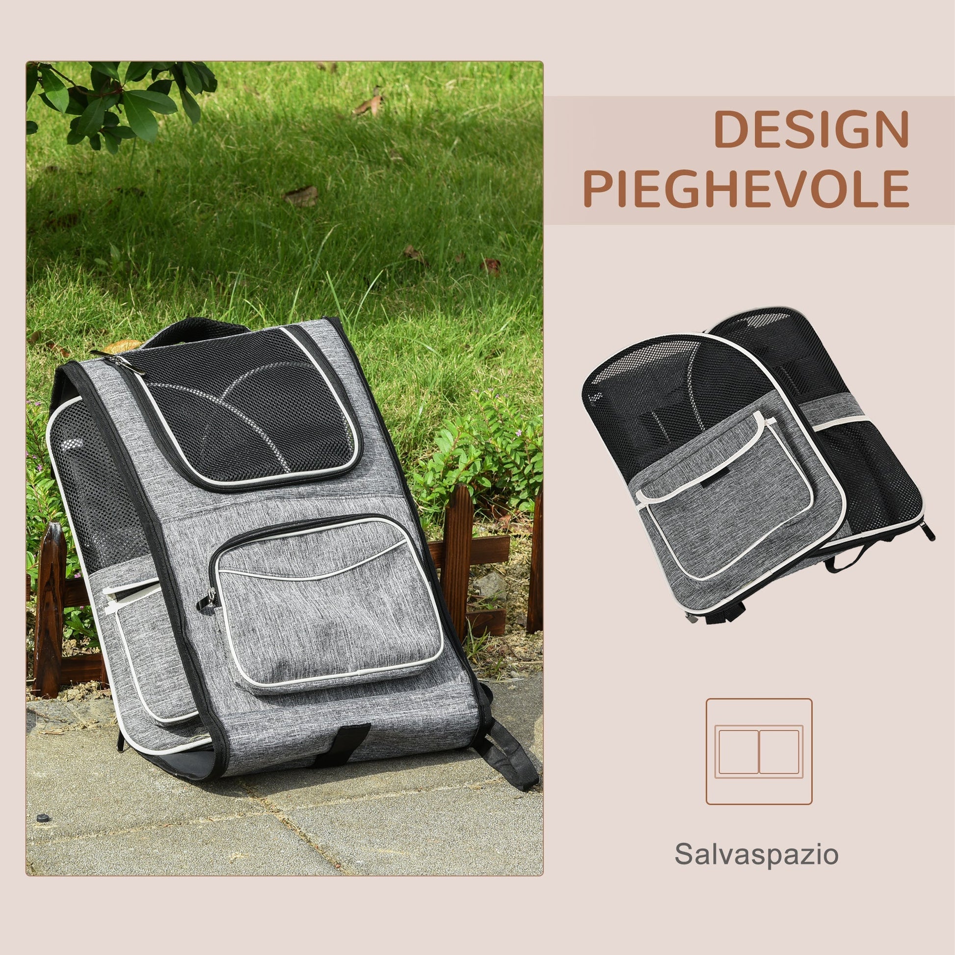 PAWHUT carrier for dogs with hinges and network window, in Oxford and Polyester fabric, 43x33x51.5 cm - Borgè