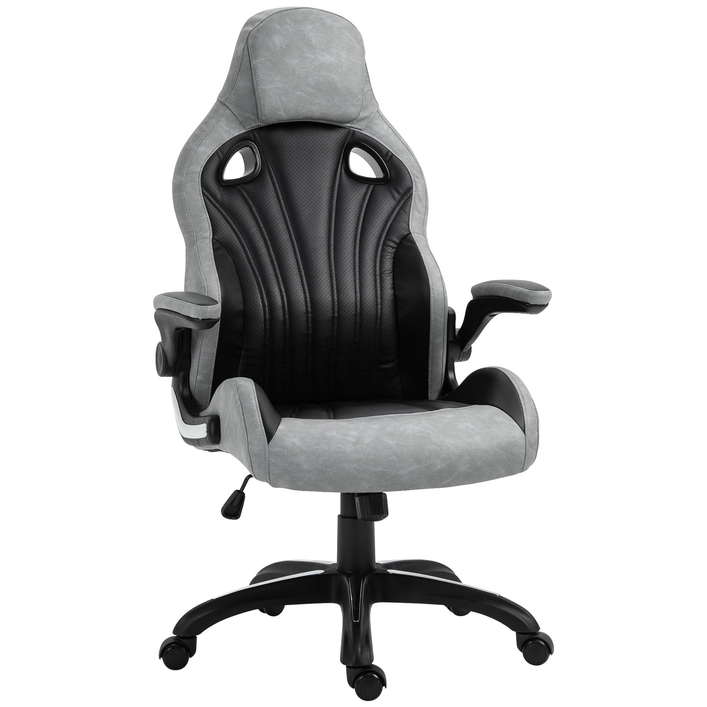 Office Chair Gaming Chair, Ergonomic with High Backrest, Swivel and Adjustable Height, Black and Grey