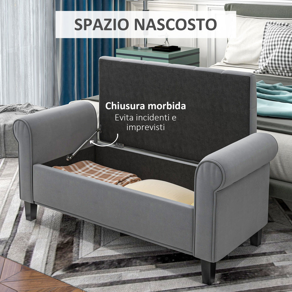 Homcom Bed Bed in Speed Fabrics With Storing And Armippers, 126x48.5x57 cm, Gray - Borgè