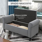 Homcom Bed Bed in Speed Fabrics With Storing And Armippers, 126x48.5x57 cm, Gray - Borgè
