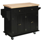Black Kitchen Trolley with drawers 111x44.5x82.5 cm - Borgè