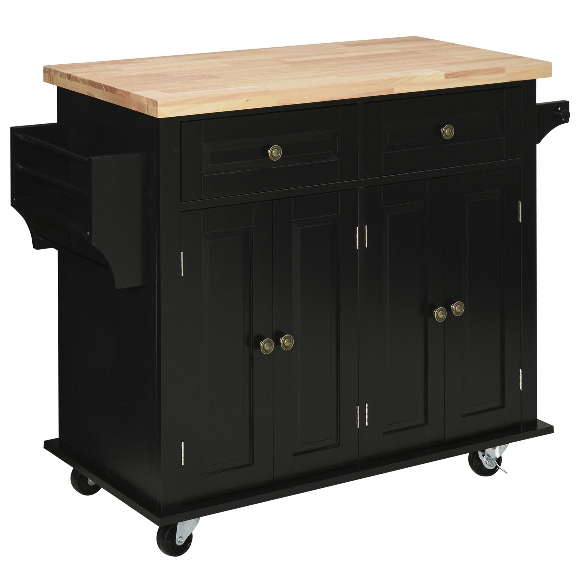 Black Kitchen Trolley with drawers 111x44.5x82.5 cm - Borgè