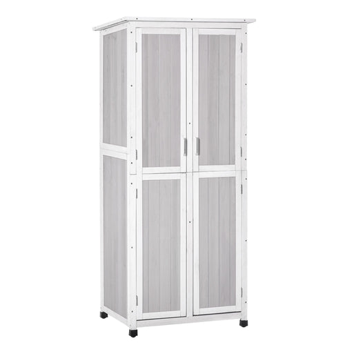 Outsunny house holder in 3 -level fir wood tools with bitumen roof, 77x58x175 cm, gray - Borgè
