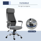 VATER CHAIR CHAIR OFFICOMICAL OFFICE, Adjustable height and rocking in Grey mesh fabric - Borgè