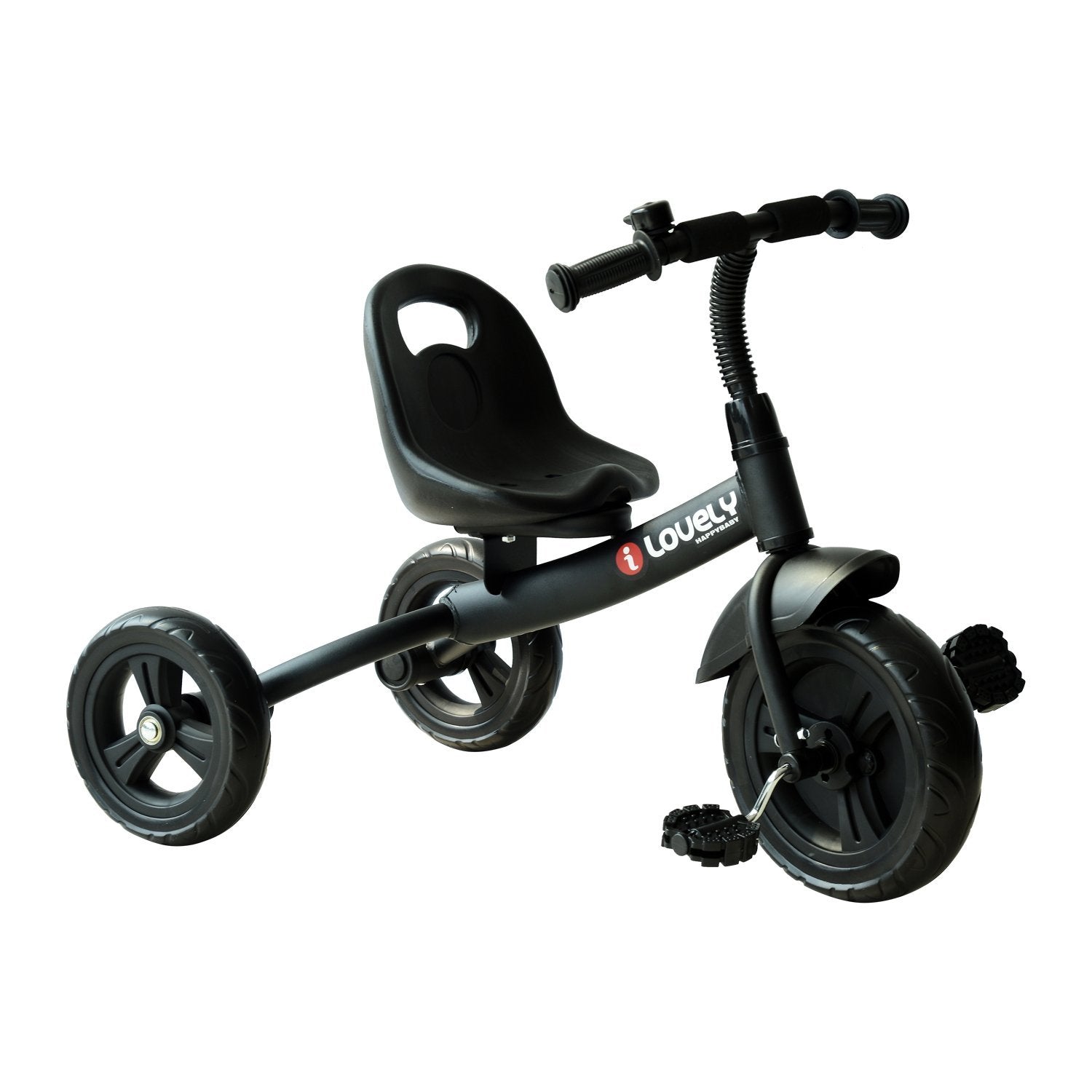 metal tricycle with bell, mudguard, special wheel, black - Borgè