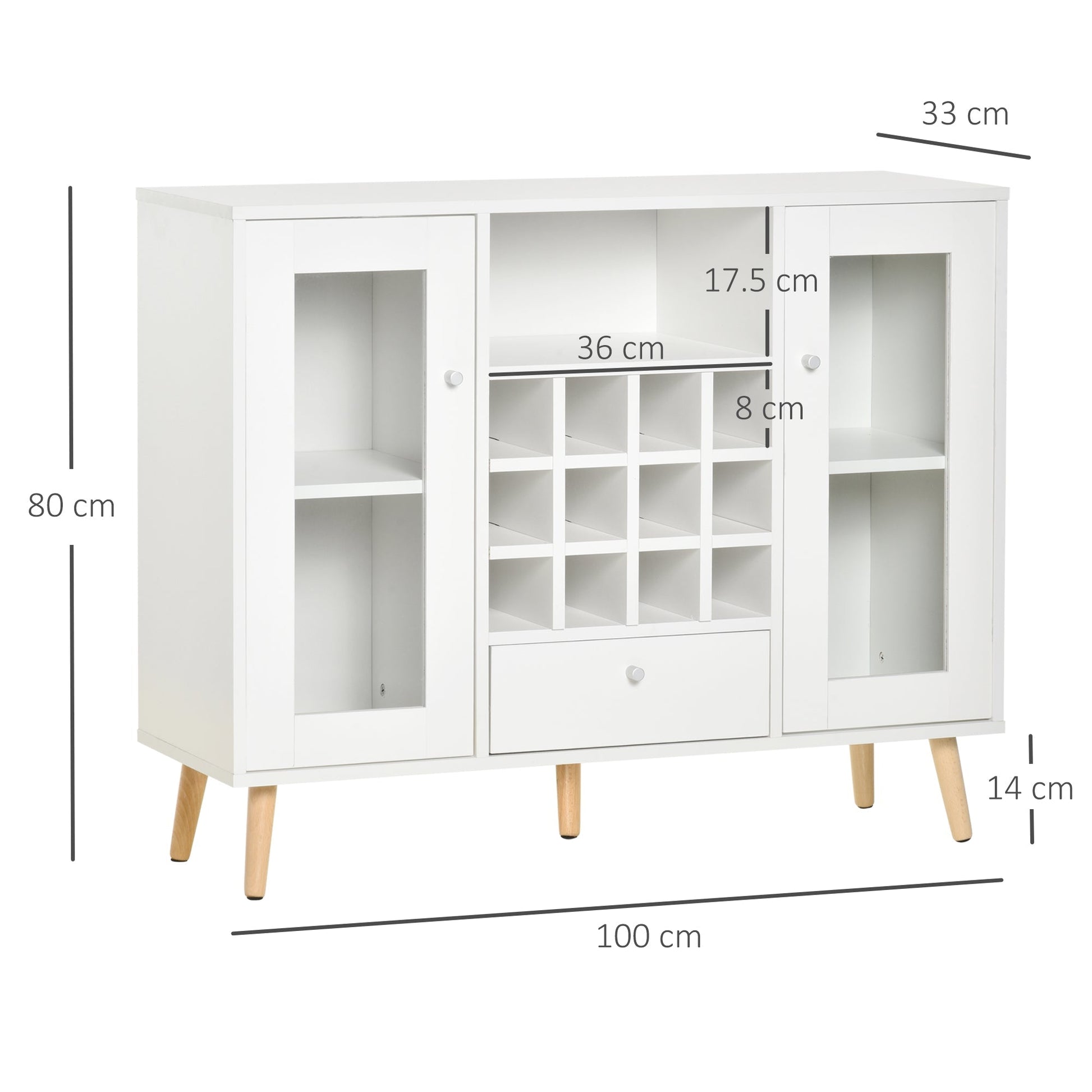 Creenza with cellars Wine 12 bottles, drawer and wooden cabinets 100x33x80 white white - Borgè