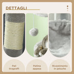 Cat Tree for cats with Scratch Pole i, 65x30x104 cm, light gray - Borgè