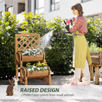 Half Barrel Outdoor Planter in Fir Wood with Raised Vertical Design, 45x45x80 cm - Borge' Group Limited