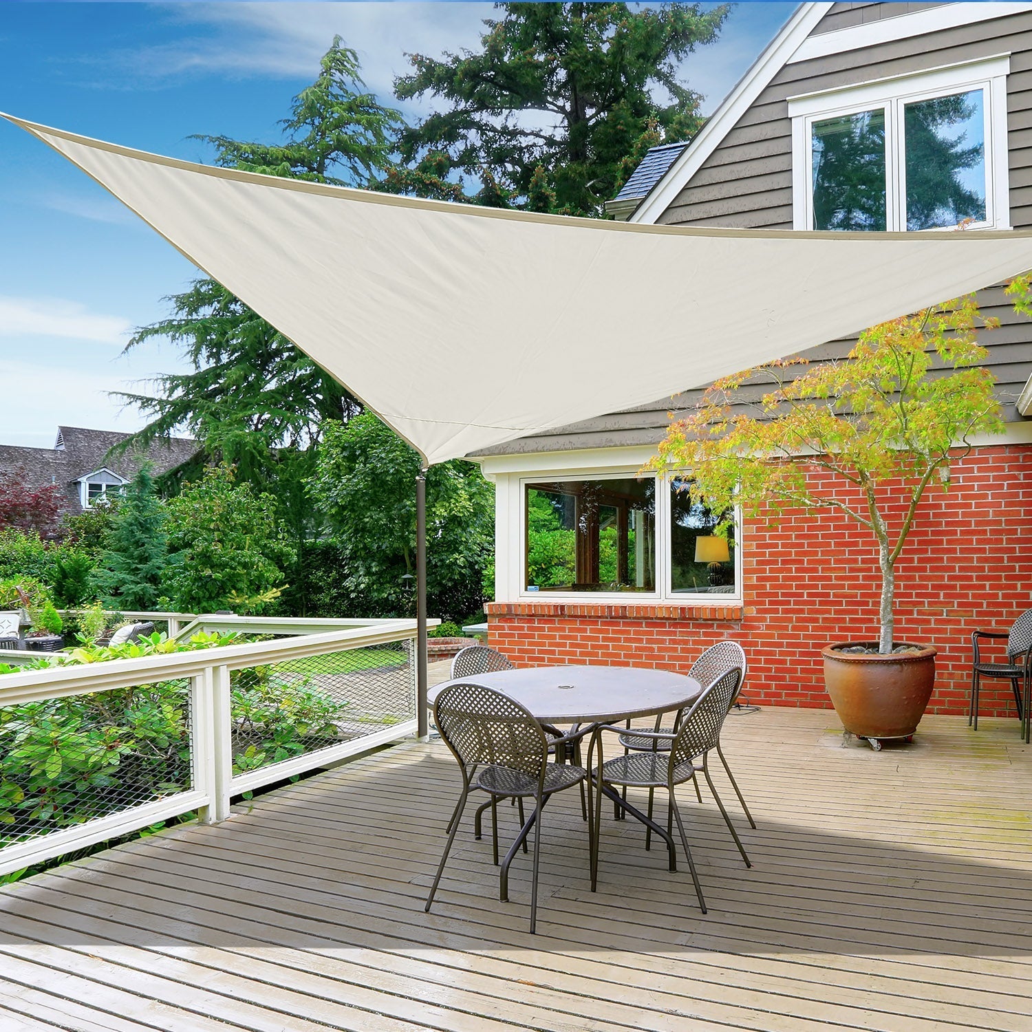 Sail Shade Sail Polyester Triangle Sun Shade Sail (Color: White, Size: 6x6x6m) - Borge' Group Limited