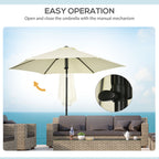 2.7x2.5m Polyester and Metal Garden Umbrella with Tilting Canopy Beige Black - Borge' Group Limited