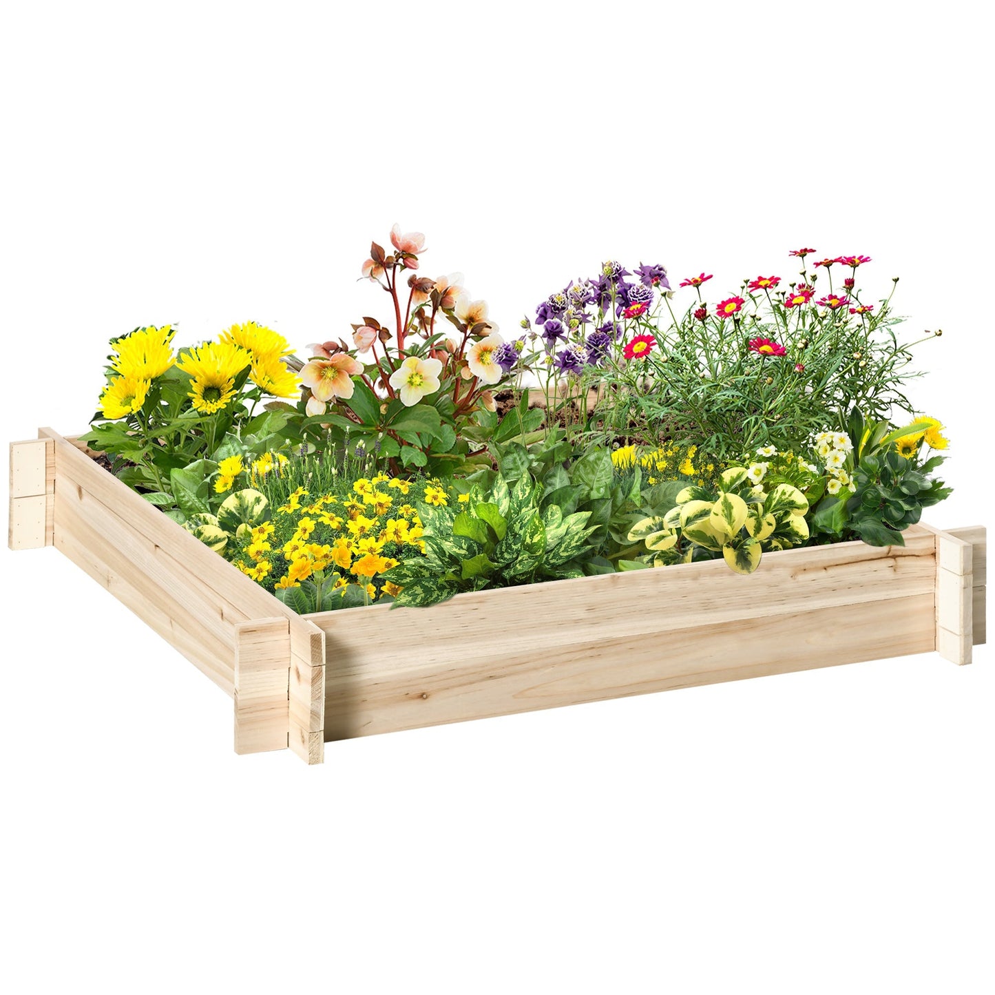 Outsunny bed for vegetable garden and fir wooden garden, assembly without screws, 100x100x16cm - Borgè