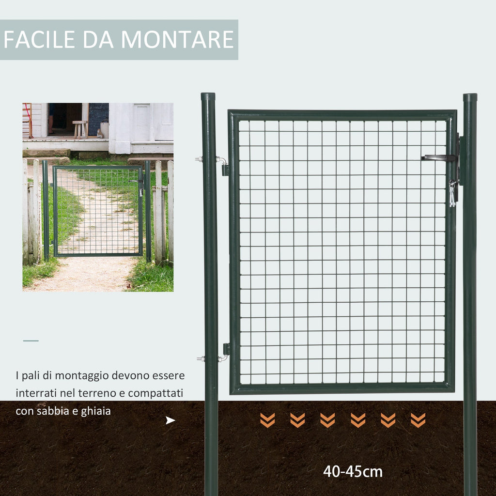 Garden gate in steel with lock and 3 keys, 97x150cm, green - Borge' Group Limited