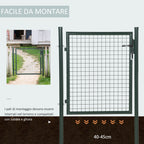Garden gate in steel with lock and 3 keys, 97x150cm, green - Borge' Group Limited