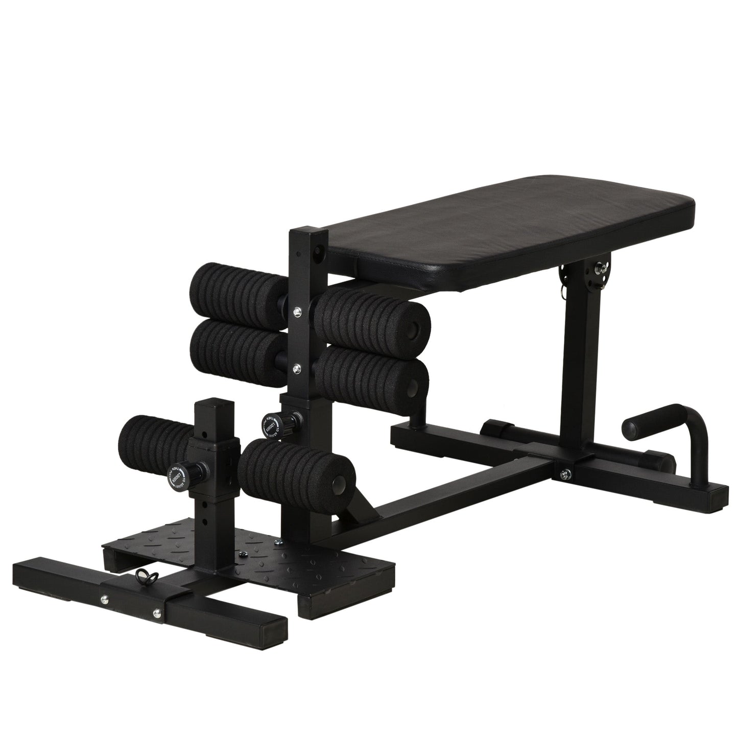 Squat Machine 3 in 1 with adjustable height and tilted steel bench, 100x58x46cm - Black - Borgè