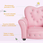 armroncin for padded children, bedroom armchair with pvc coating and wooden structure, 59x41.5x49cm, pink - Borgè
