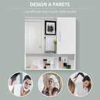 Kleankin Wooden Bathroom Mirror with 2 doors and open shelf, 54x15.2x55.3cm, White - Borgè