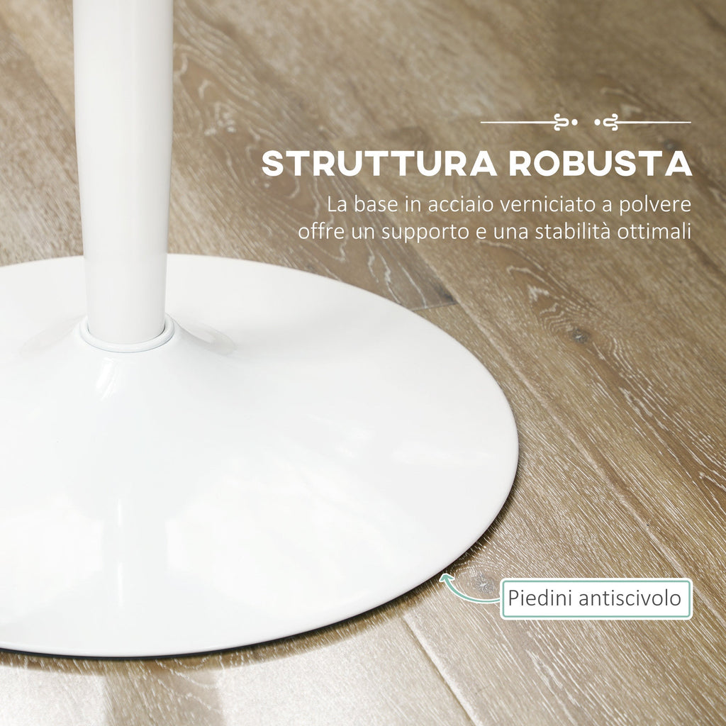 Modern Round Table For 2 people in MDF and Steel, Ø70x75cm, White - Borgè