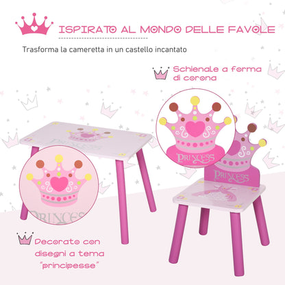 Table Set and 2 Princely Theme Chairs for Room Children's Room - Borgè