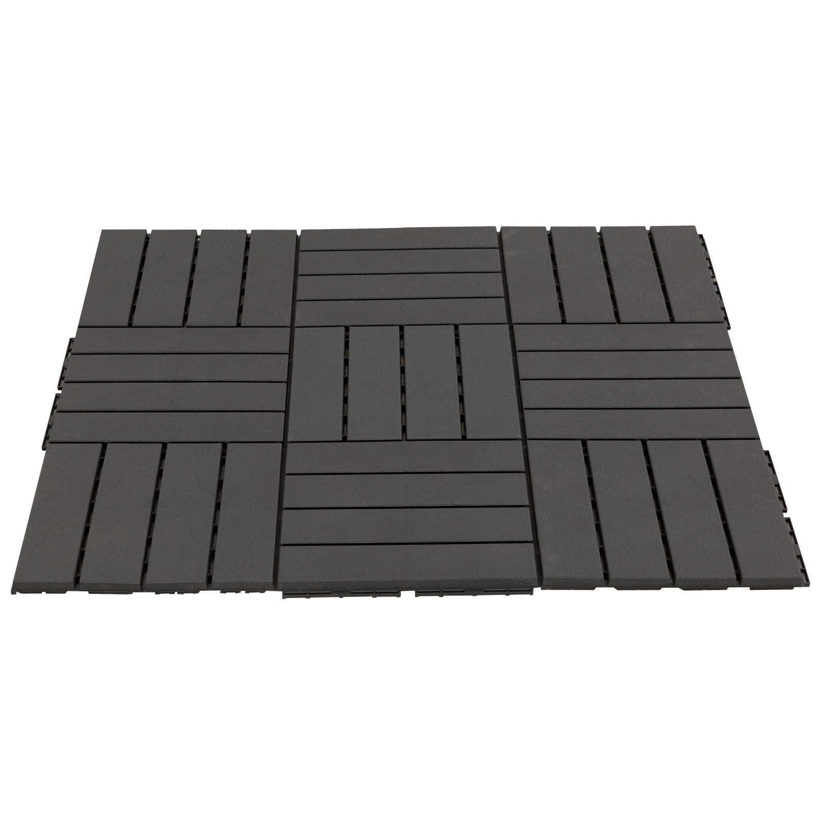 Outsunny set 9 interlocking tiles for terrace, floors tiles (30x30x2cm) in non -slip pp, area: 0.81 sqm black - Borgè