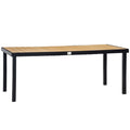 8-Person Aluminum Garden Table, Plastic Outdoor Table for Terrace and Balcony, Black and Wood Color - Borge' Group Limited