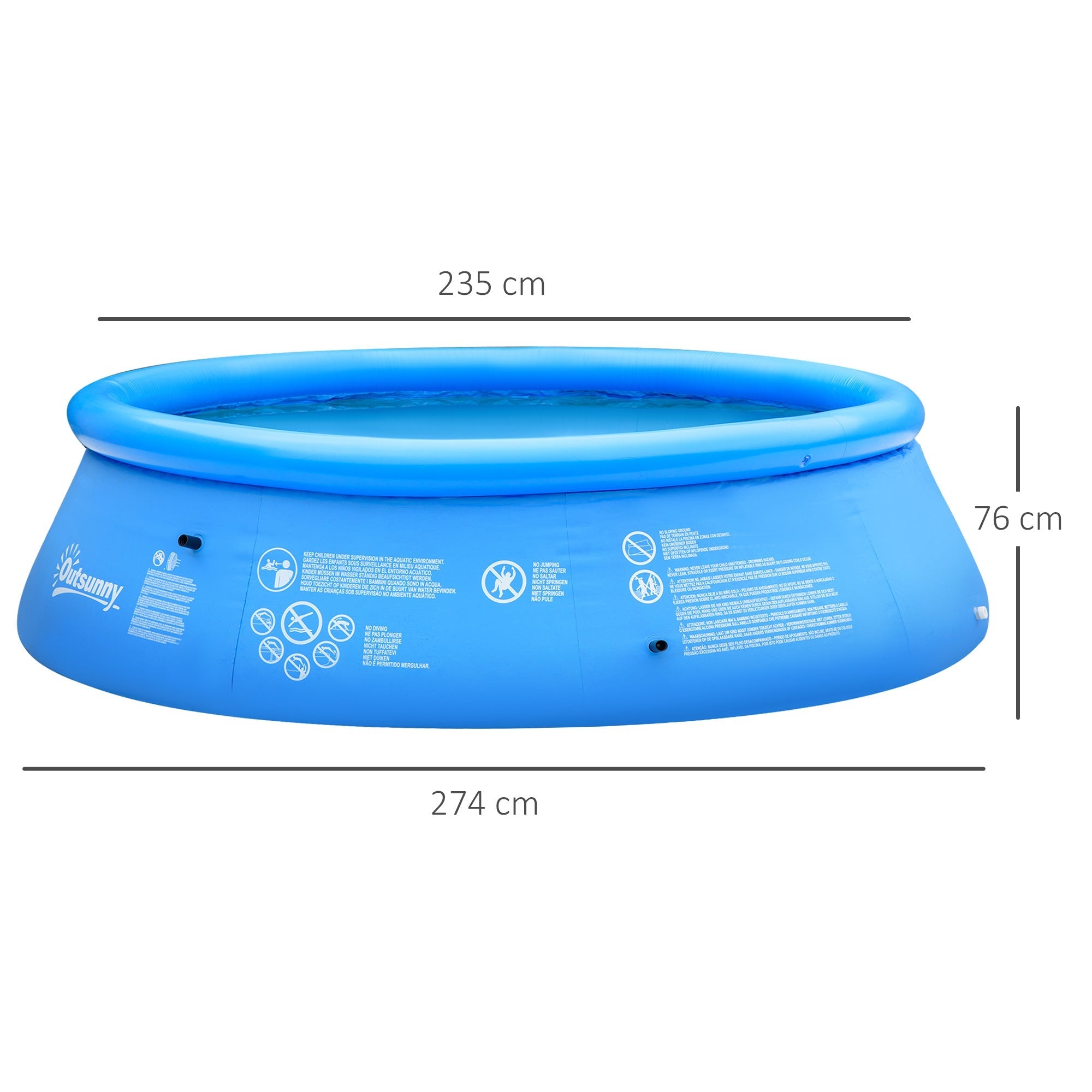 Inflatable Pool for 3-4 People in PVC with Manual Pump, Φ274x76cm, Blue - Borge' Group Limited