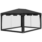 Outsunny Gazebo 4x3 m folding with mosquito net and 2 inputs, in metal and pe, dark gray - Borgè