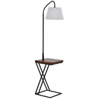 ground lamp with steel and wood shelf - Borgè