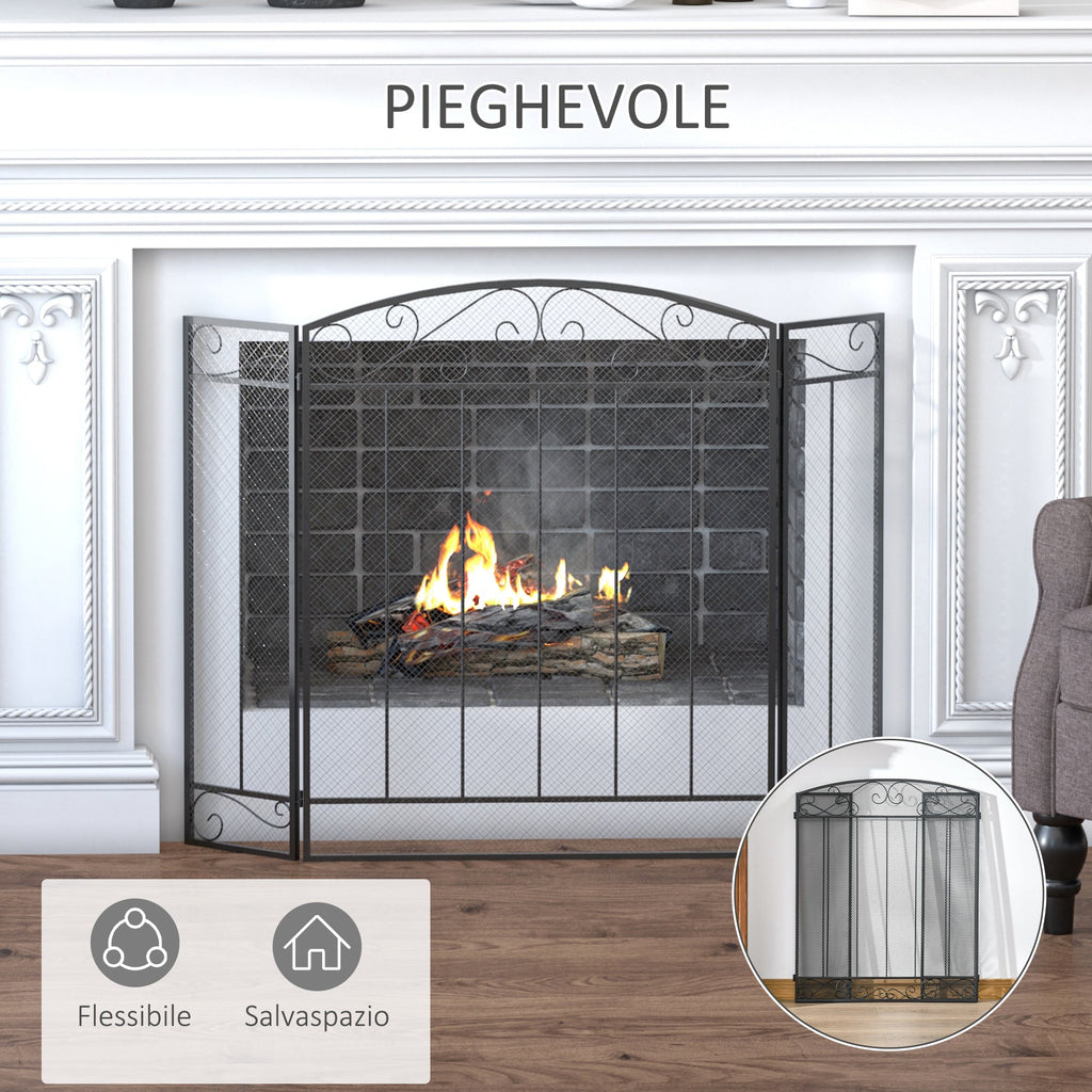 Parascintille fireplace with 3 folding panels - Black - Borgè