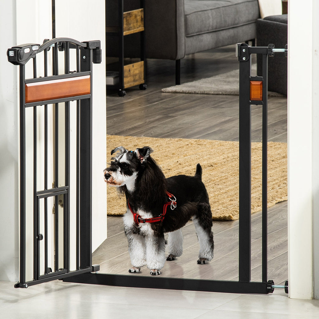 Push Fit Dog Gate, Extendable 74-80cm with Automatic Closure, Black - Borge' Group Limited