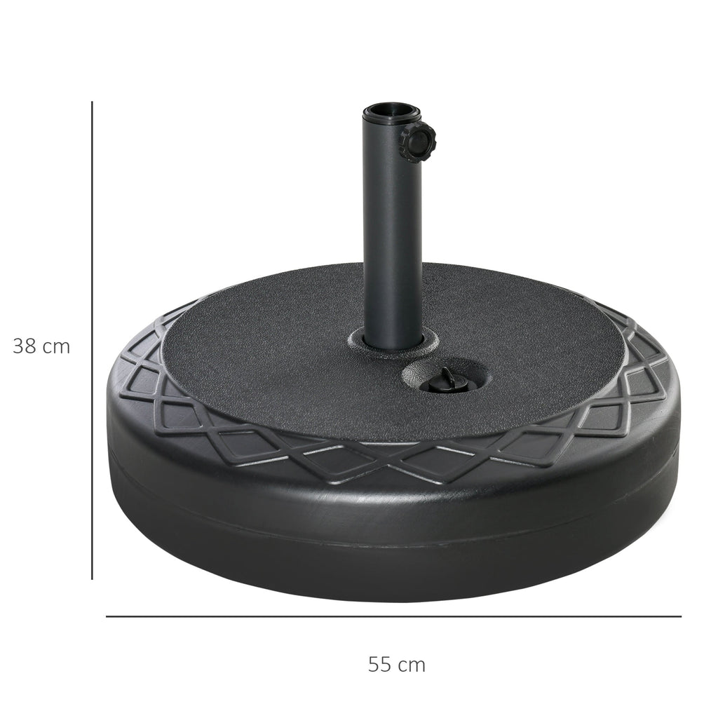 Round Umbrella Base Ø55cm Plastic 30kg for Ø38-48mm Poles, Black - Borge' Group Limited