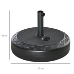 Round Umbrella Base Ø55cm Plastic 30kg for Ø38-48mm Poles, Black - Borge' Group Limited