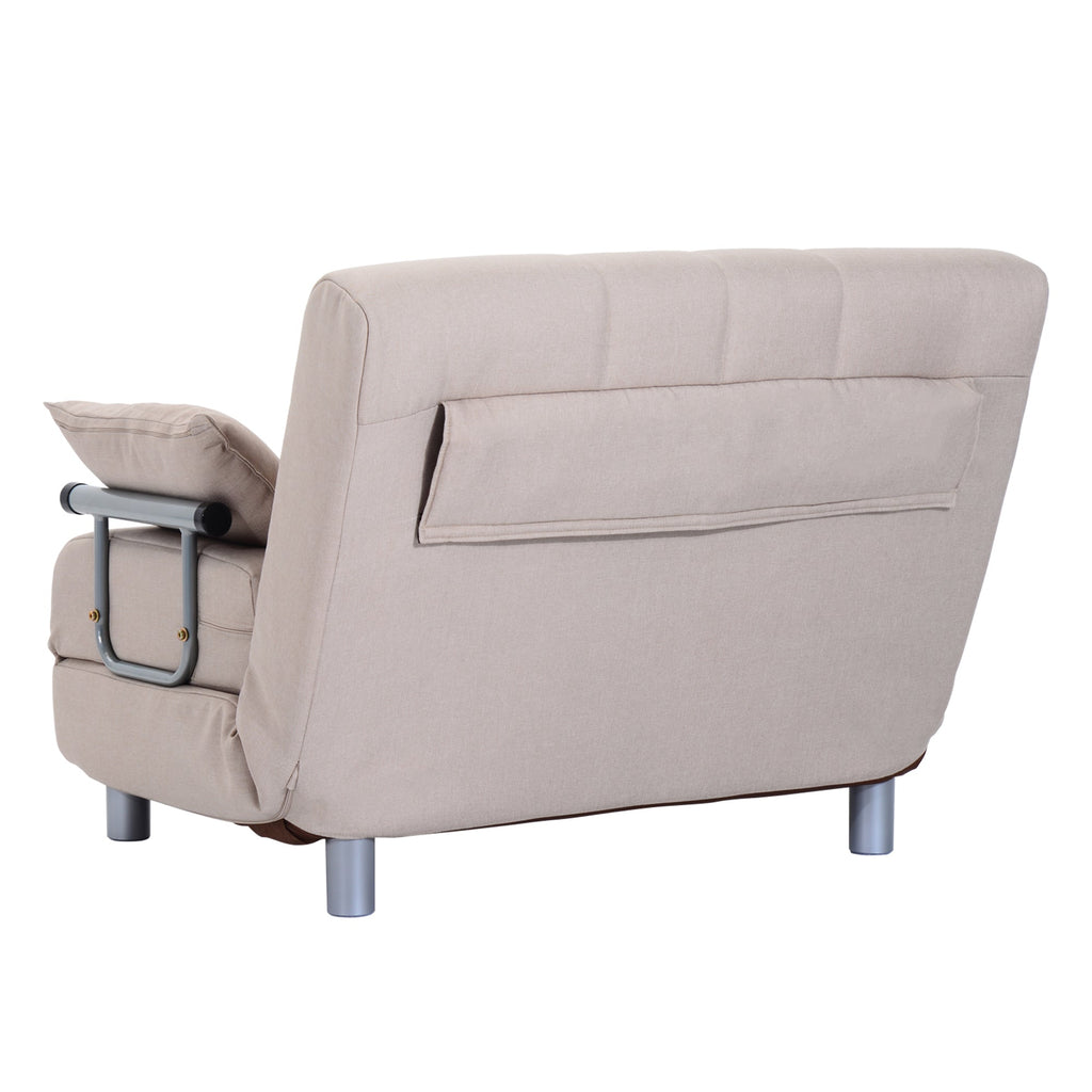Homcom sofa bed 2 beds 1 square Â½ in steel and fabric with 4 cream cushions - Borgè