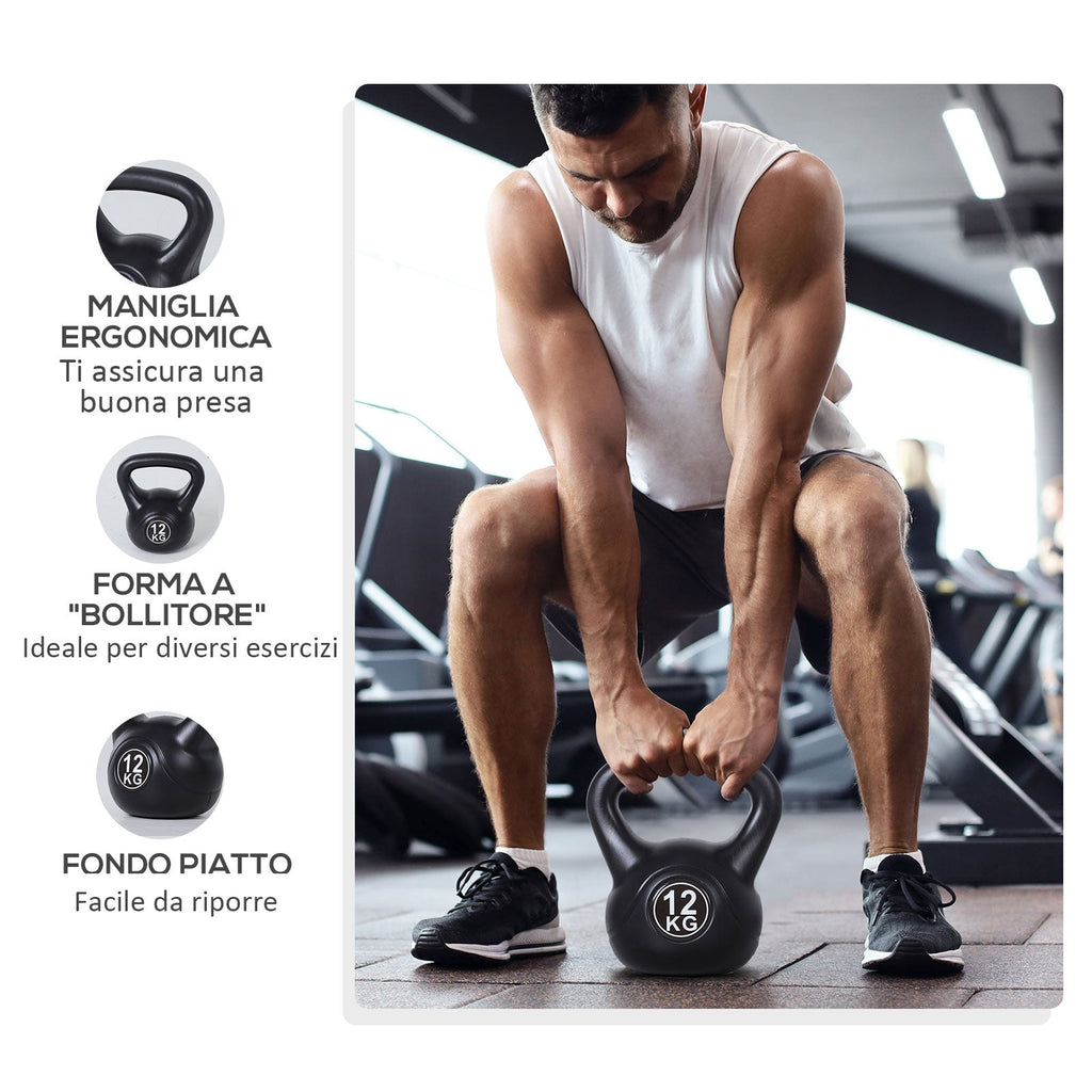 Kettlebell 12kg PVC for Sports and Fitness with Sand and Smooth Anti-chafing Handle - Borge' Group Limited