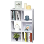 Homond bookcase with 6 white cubic compartments 91.5x29.5x61.5cm - Borgè