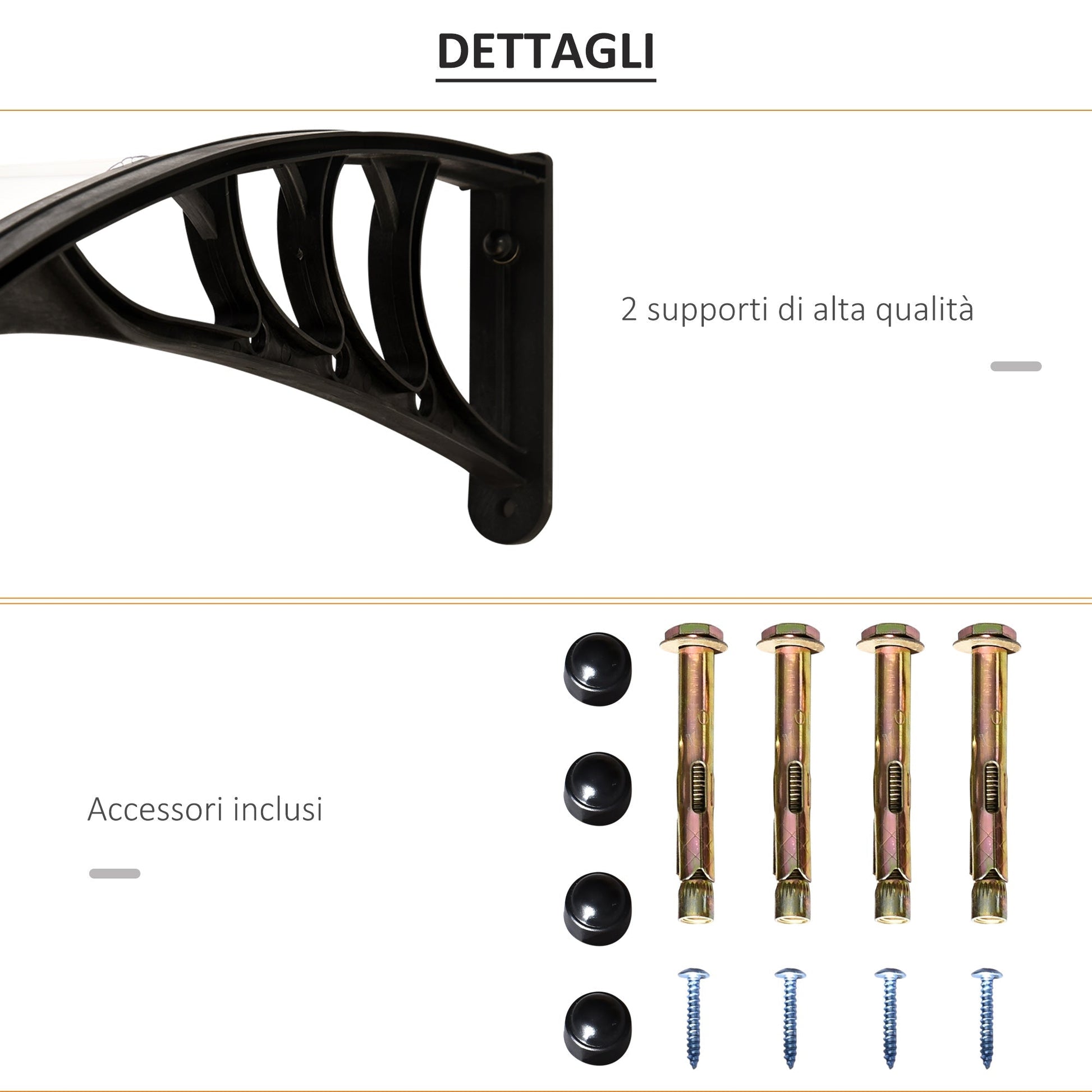 Outsunny canopy roof for door or waterproof window and anti-uv in polycarbonate 75 x 120 x 23 cm - Borgè