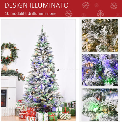 Slipped artificial Christmas tree with 250 colored LED lights, 829 branches and folding base, Ï†112x210cm - green - Borgè