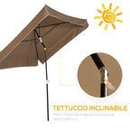 2x2m Outdoor Umbrella with Square Canopy, Adjustable and Portable, in Metal and Polyester, Coffee - Borge' Group Limited