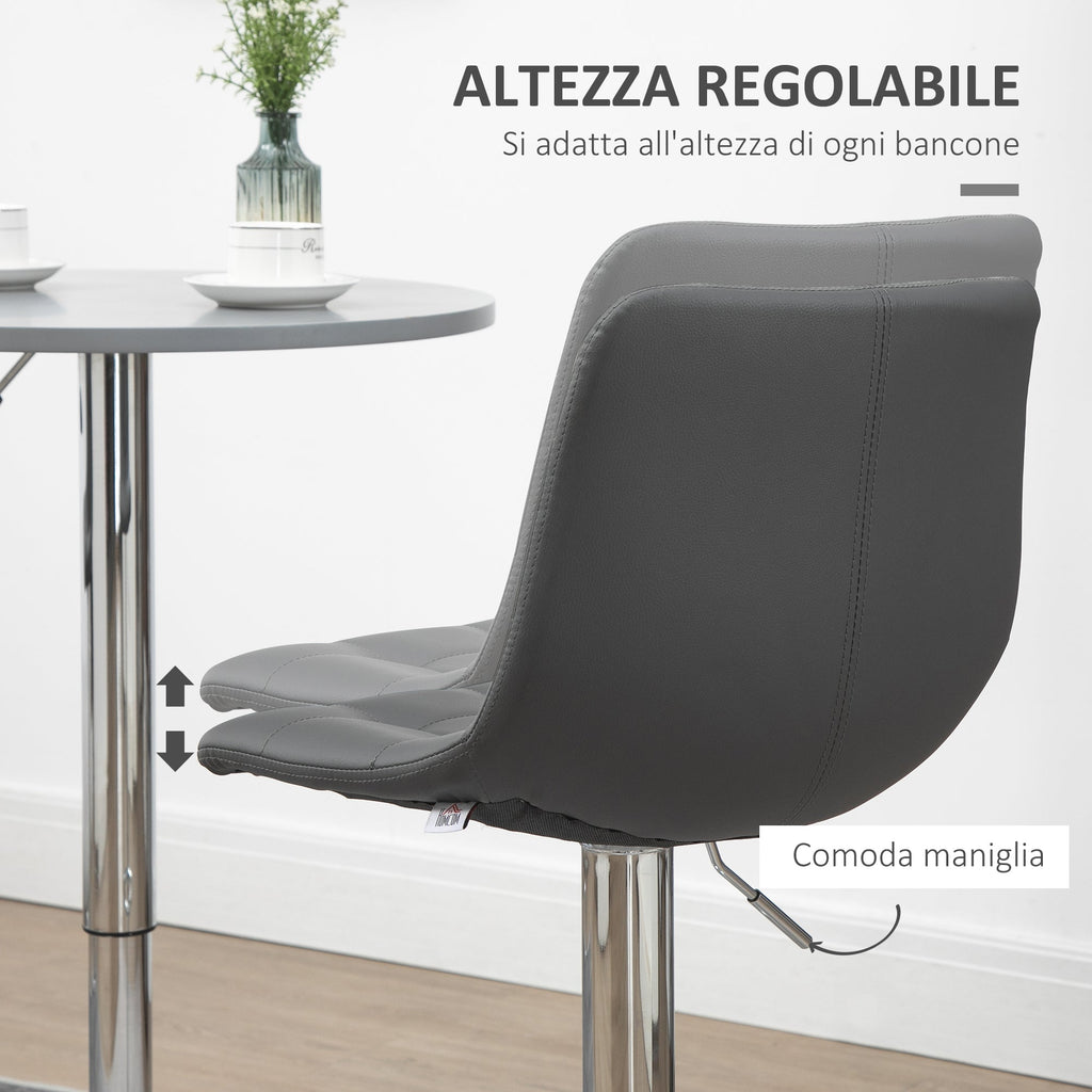Set 2 swivel bar stools in like backs and backs, 42x45x89-110cm, Grey - Borgè