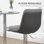 Set 2 swivel bar stools in like backs and backs, 42x45x89-110cm, Grey - Borgè