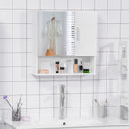 Kleankin Wooden Bathroom Mirror with 2 doors and open shelf, 54x15.2x55.3cm, White - Borgè