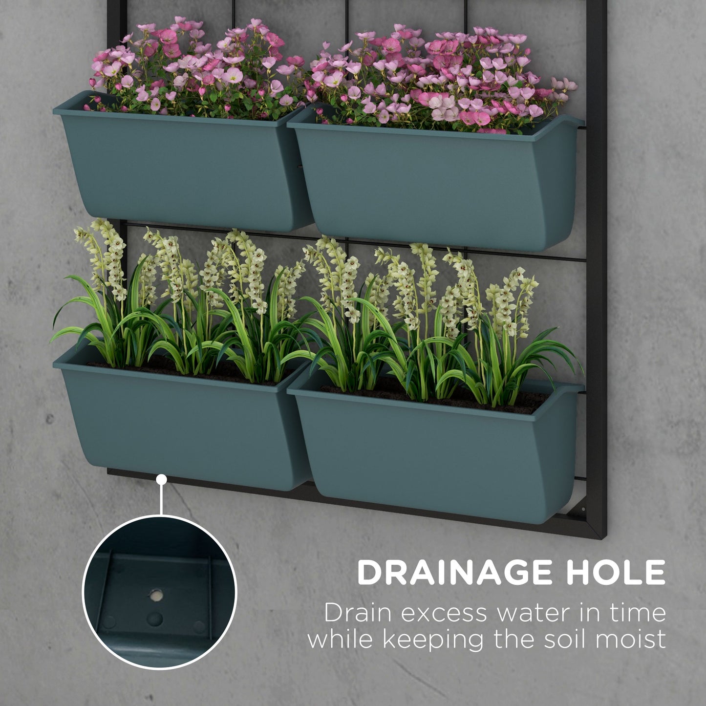 3 -level vertical garden outsunny with 6 steel and plastic vessels, 52x14x66cm, dark green - Borgè