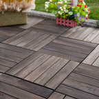 Outdoor Wooden Floor Tiles, 27-Piece Interlocking Set, 30x30x2.5 cm - Borge' Group Limited