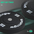 SportNow set of 2 20kg gym discs for barbell and dumbbells with Ã˜5cm, black attack - Borgè