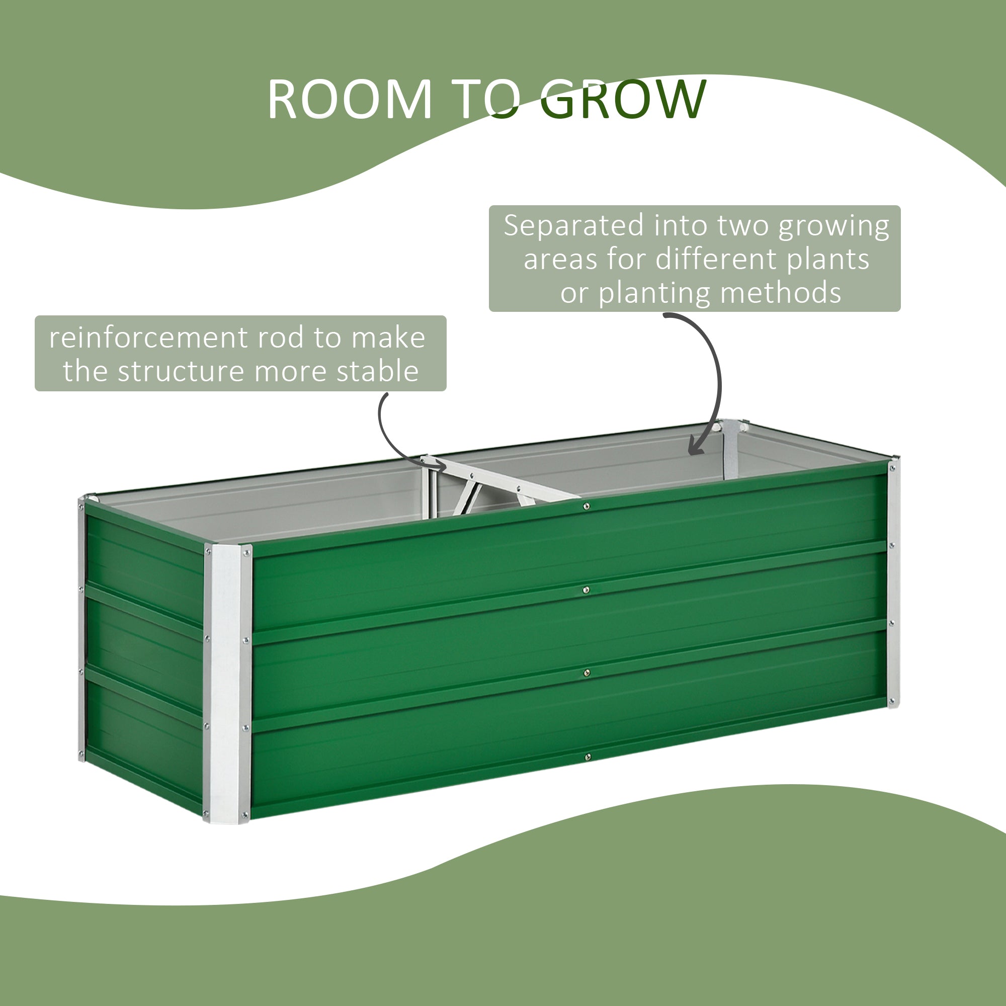 Outsunny bottom flower wrapping with 2 cultivation areas, in steel, 125x47x40 cm, green - Borgè