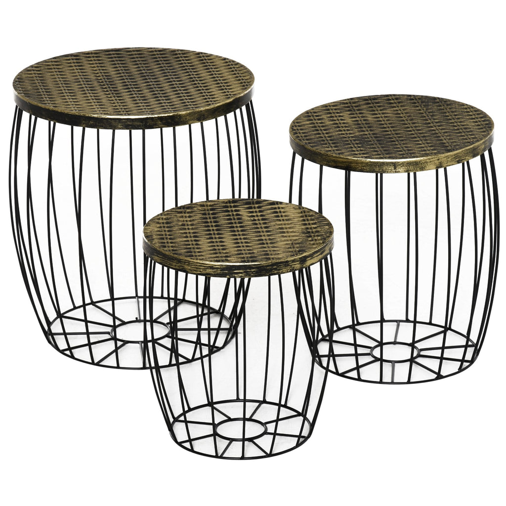 DONA | Industrial Style Outdoor Garden Set, 3pcs Balcony Tables - Borgè