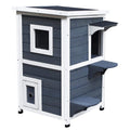 2-Story Waterproof Wooden Cat House, Outdoor Pet House with Opening Roof, 51x51x81.3cm - Borge' Group Limited