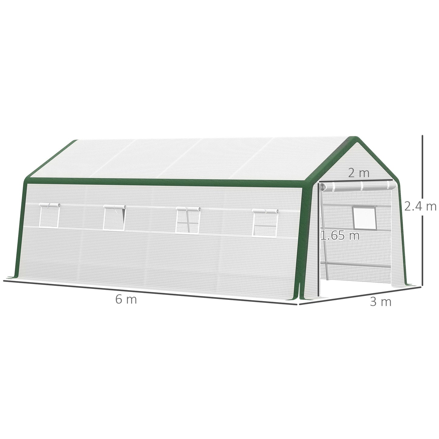 Outsunny Garden greenhouse Serre Agricultural With 8 Windows Cover in PE Steel structure 600x300x240cm - Borgè