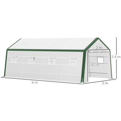 Outsunny Garden greenhouse Serre Agricultural With 8 Windows Cover in PE Steel structure 600x300x240cm - Borgè