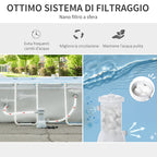 Above Ground Pool in Steel and Reinforced PVC with Filter, 580x310x122cm, Light Grey - Borge' Group Limited