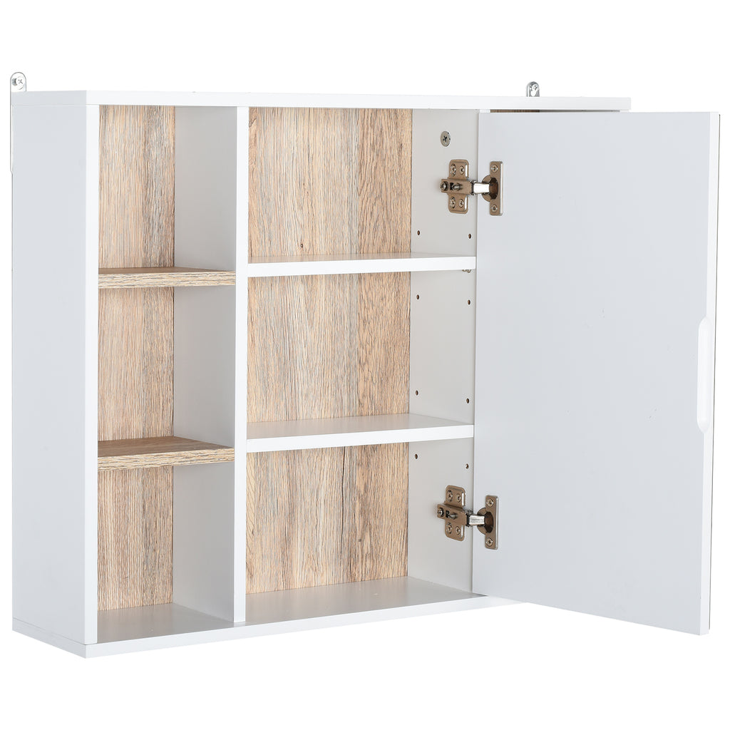 Homcom cabinet with mdf mirror and chipboard with 3 side shelves and internal adjustable shelf, 60x14.5x49.4 cm - Borgè